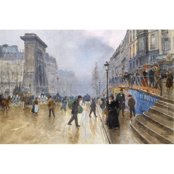 Le Boulevard Saint-denis, Paris Oil Painting by Jean Beraud