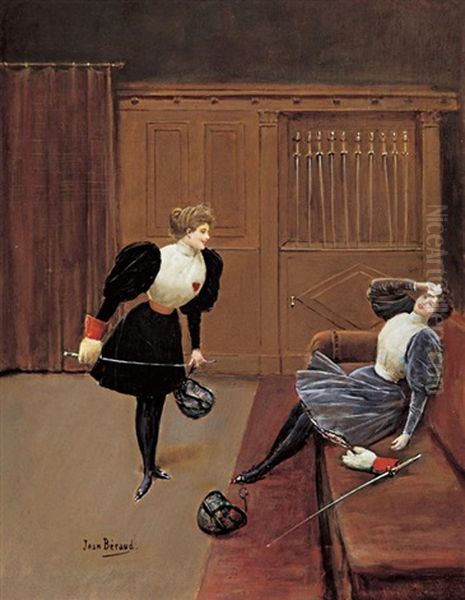 Les Escrimeuses Oil Painting by Jean Beraud