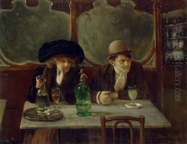 Cafe Scene Oil Painting by Jean Beraud