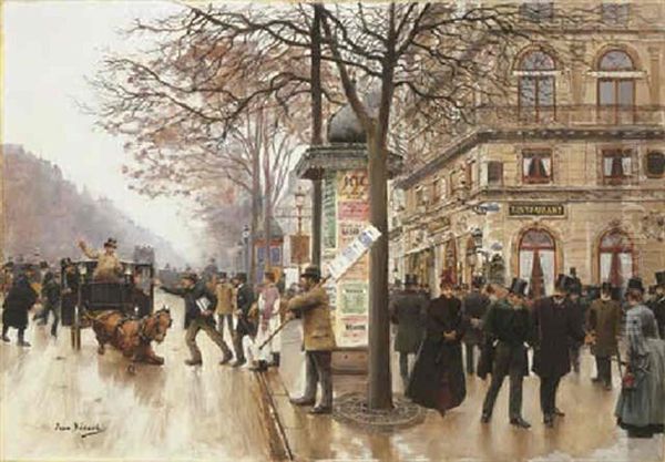 Scene De Boulevard Oil Painting by Jean Beraud