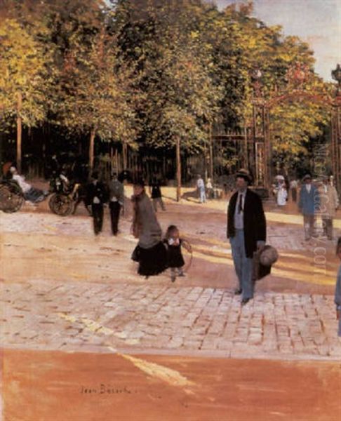 Devant Le Parc Monceau Oil Painting by Jean Beraud