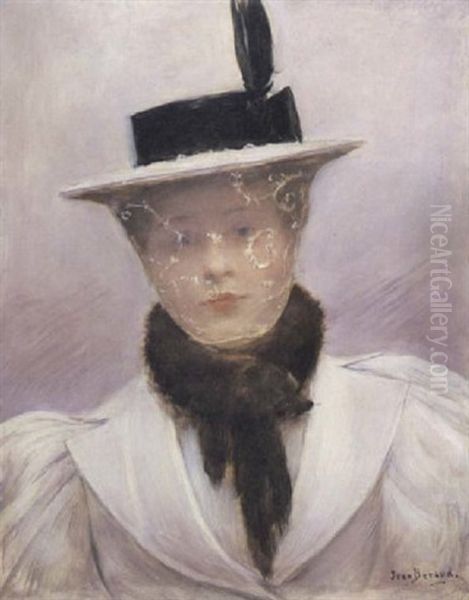 Jeune Femme A La Violette Oil Painting by Jean Beraud