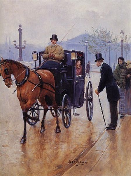 Rendez-vous In The Place De La Concorde Oil Painting by Jean Beraud