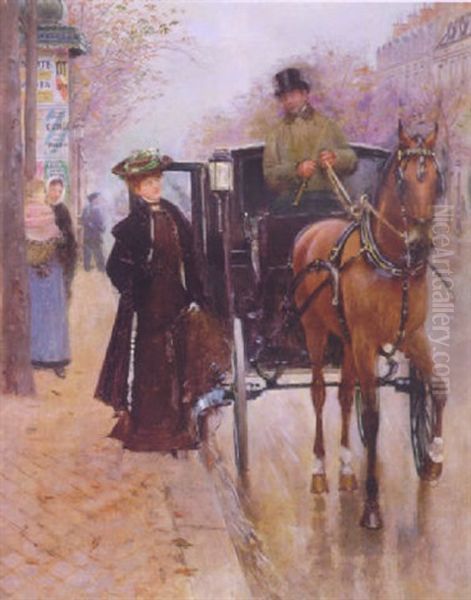 Home, Driver! Oil Painting by Jean Beraud