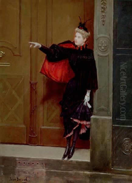 The Red Cape Oil Painting by Jean Beraud