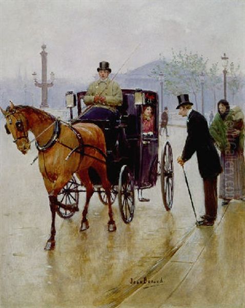 Rendez-vous In The Place De La Concorde Oil Painting by Jean Beraud