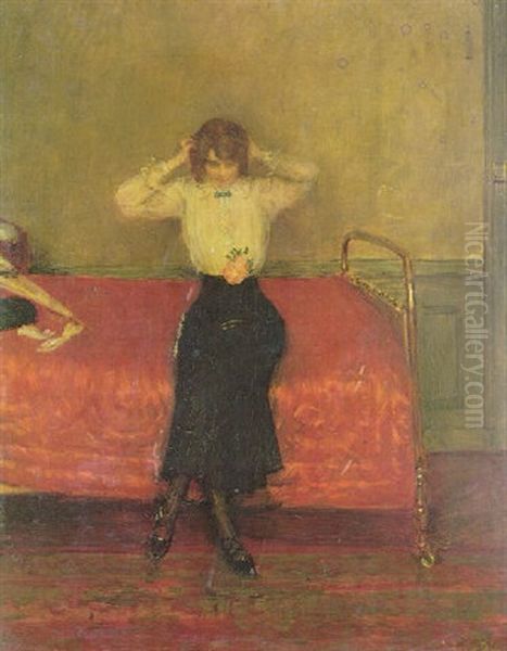 Une Femme Avant De Partir Oil Painting by Jean Beraud