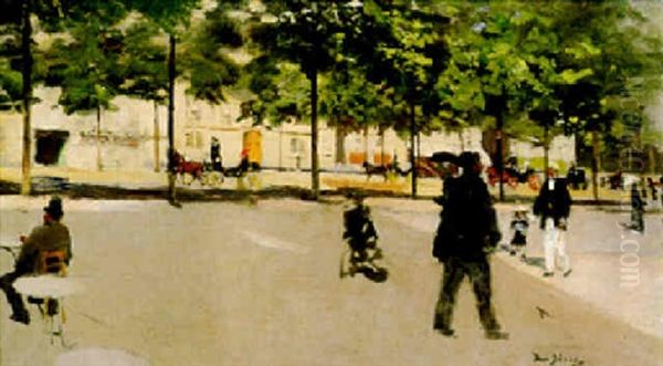 On The Paris Boulevard Oil Painting by Jean Beraud