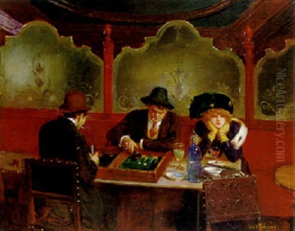 The Backgammon Players Oil Painting by Jean Beraud