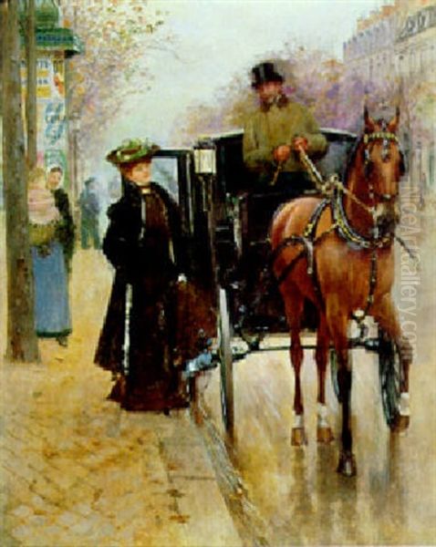 Home, Driver! Oil Painting by Jean Beraud