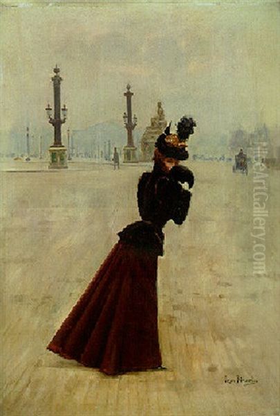 La Place De La Concorde, Paris Oil Painting by Jean Beraud