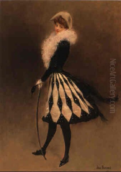 Avant Le Bal Masque Oil Painting by Jean Beraud