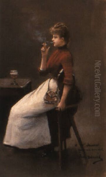 Jeune Femme A La Cigarette Oil Painting by Jean Beraud