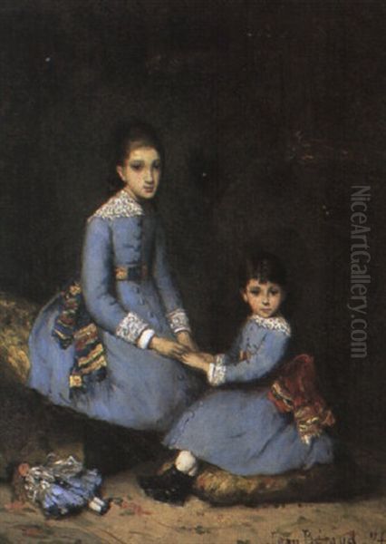 Les Deux Fillettes En Bleu Oil Painting by Jean Beraud