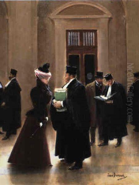 Conversation Au Palais De Justice, Salle Des Pas Perdus by Jean Beraud