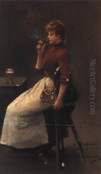 Smoking At The Bar Oil Painting by Jean Beraud