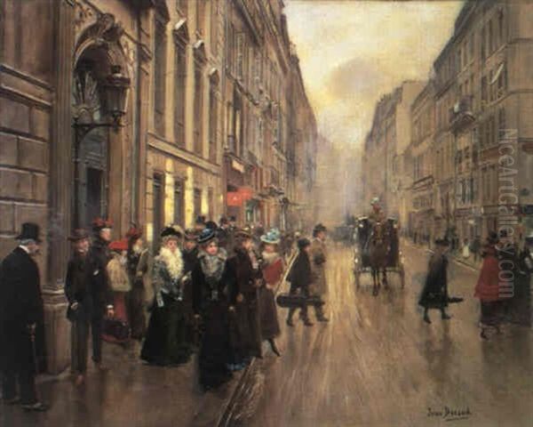 Sortie Du Conservatoire Oil Painting by Jean Beraud