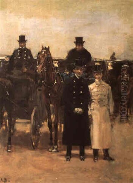 Les Cochers Oil Painting by Jean Beraud