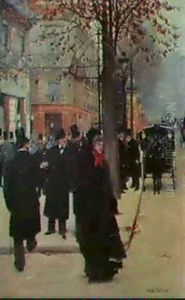 La Maison Doree, Paris Oil Painting by Jean Beraud