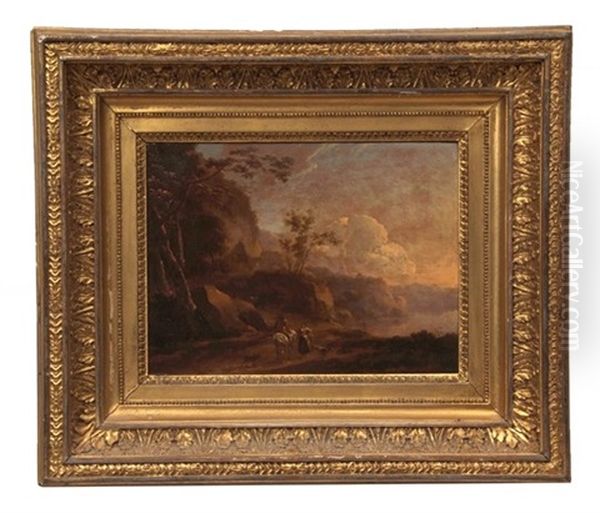 Figures In Italianate Landscape Oil Painting by Nicolaes Petersz Berchem