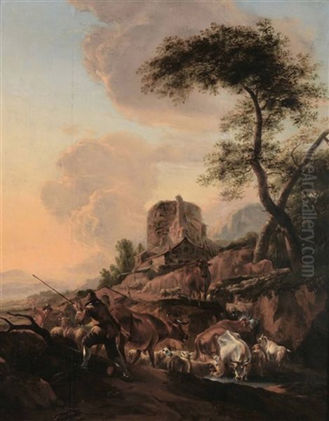 Castello Con Rovine Oil Painting by Nicolaes Petersz Berchem