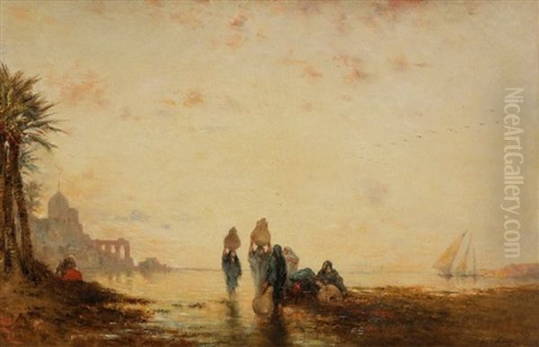 Femmes Au Retour De La Kasbah Oil Painting by Narcisse Berchere