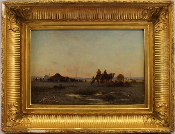 Orientalist Painting Of A Bedouin Encampment Oil Painting by Narcisse Berchere