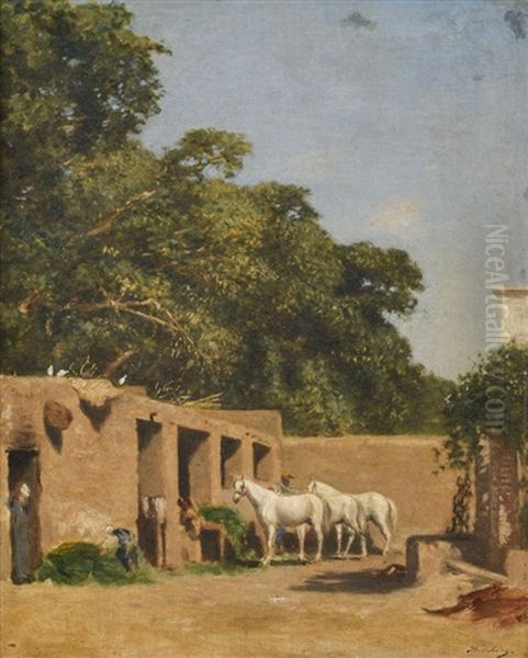 Haras A Alger Oil Painting by Narcisse Berchere