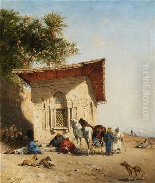 Rest By The Oasis Oil Painting by Narcisse Berchere