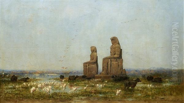 Colossi Of Memnon, Thebes by Narcisse Berchere