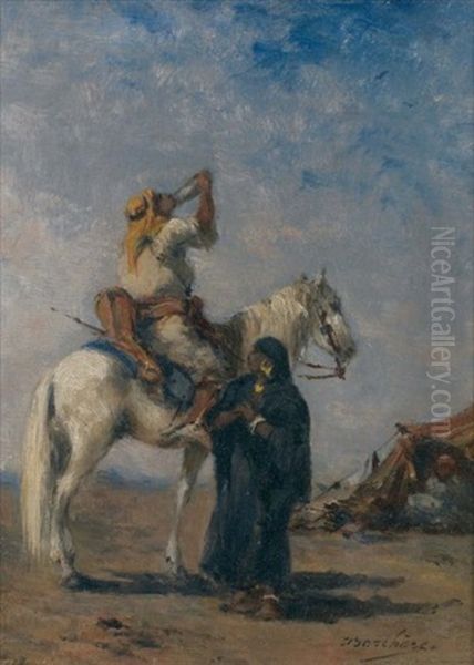 Cavalier Arabe Se Desalterant Oil Painting by Narcisse Berchere