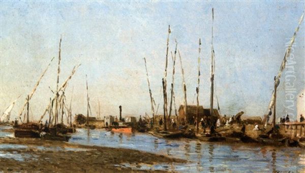 Delta Du Nil, Vapeurs Et Felouques Oil Painting by Narcisse Berchere