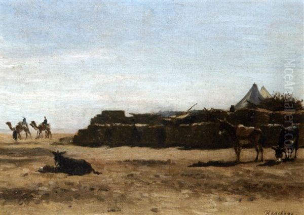 Le Village A L'entree Du Desert Oil Painting by Narcisse Berchere