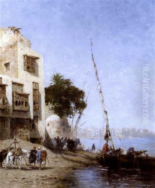 Attente A L'embarquement Oil Painting by Narcisse Berchere