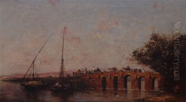 Vieux Pont En Egypte Oil Painting by Narcisse Berchere