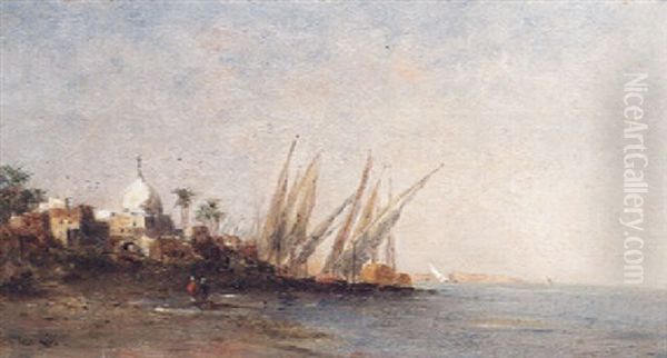 Mausolee Et Felouques Oil Painting by Narcisse Berchere