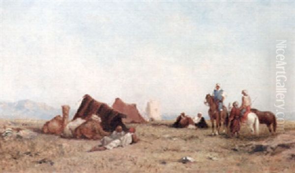 Orientalist Landscape Oil Painting by Narcisse Berchere