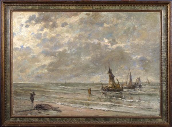 Le Retour Des Pecheurs Oil Painting by Emile Berchmans