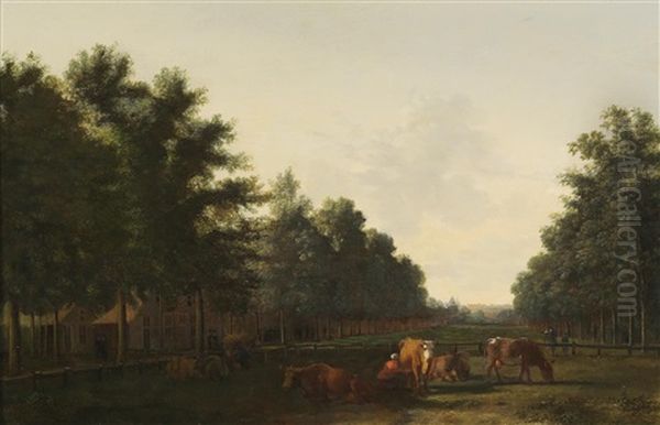 The Haarlemmerhout With The Grote Houtpoort In Haarlem Oil Painting by Gerrit Adriaensz Berckheyde