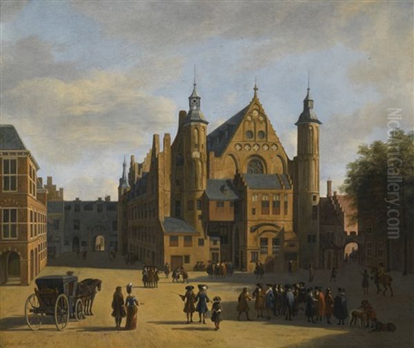 A View Of The Binnenhof In The Hague With The Ridderzaal Oil Painting by Gerrit Adriaensz Berckheyde