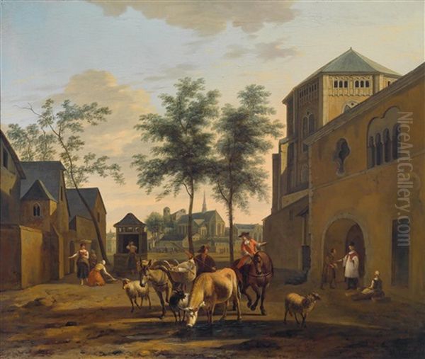 Blick Auf Koln Mit Den Kirchen St. Gereon Und St. Pantaleon Oil Painting by Gerrit Adriaensz Berckheyde