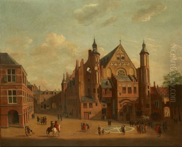 Ansicht Des Binnenhofes, Den Haag Oil Painting by Gerrit Adriaensz Berckheyde