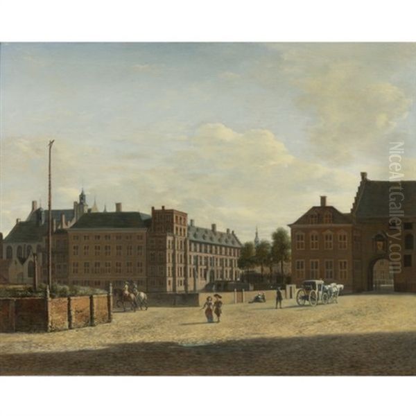 The Plaats With The Binnenhof And The Gevangenpoort, The Hague Oil Painting by Gerrit Adriaensz Berckheyde