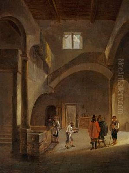 Church Interior With Well Oil Painting by Gerrit Adriaensz Berckheyde