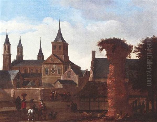 Blick Auf St. Kunibert In Koln Oil Painting by Gerrit Adriaensz Berckheyde