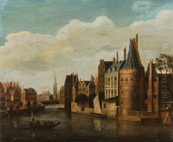 Alte Hollandische Stadt Am Kanal (amsterdam?) Oil Painting by Gerrit Adriaensz Berckheyde