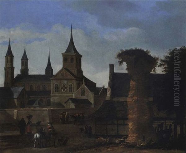 Die Kirche St. Kunibert Zu Koln Oil Painting by Gerrit Adriaensz Berckheyde