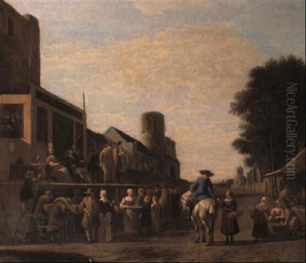 Schausteller Vor Der Stadt Oil Painting by Gerrit Adriaensz Berckheyde