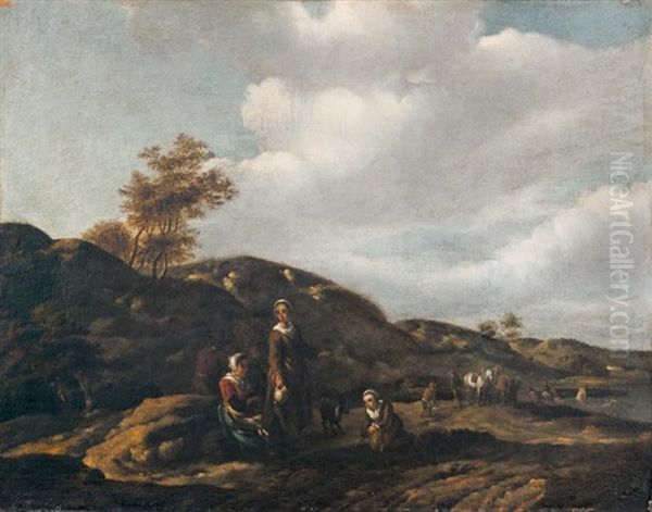 Villageoise Au Bord De La Riviere Oil Painting by Job Adriaensz Berckheyde