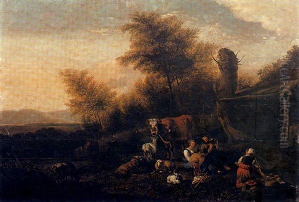 Scene Pastorale Dans Un Paysage Italien Oil Painting by Job Adriaensz Berckheyde